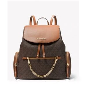 MICHAEL KORS Jet Set Large Logo Backpack cargo chain signature